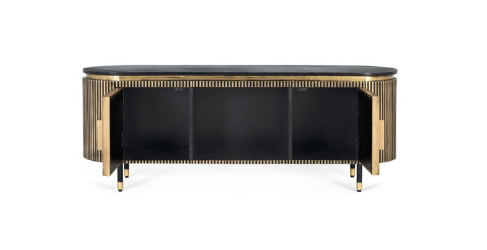 GINER Y COLOMER Mueble de TV bronce en madera de mango y bronce 150cm